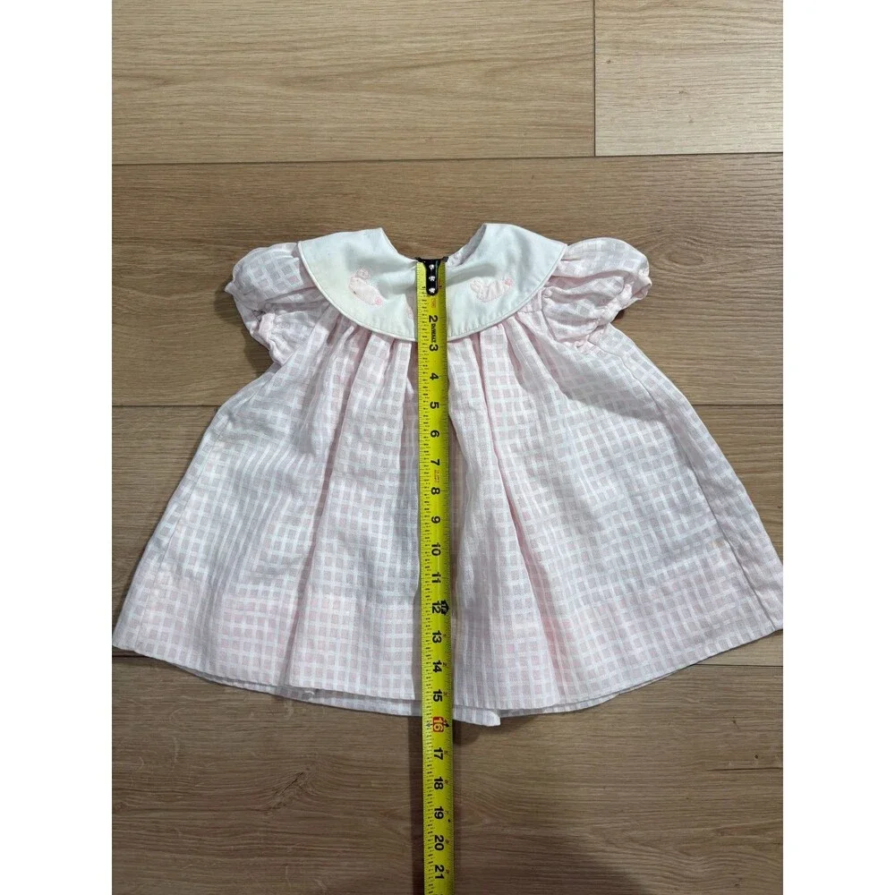 Vintage The Bailey Boys Baby Girl Dress 12M Smocked Style Pink Bunny Collar